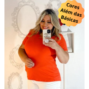 (PLUS) Blusa Canelado Liso